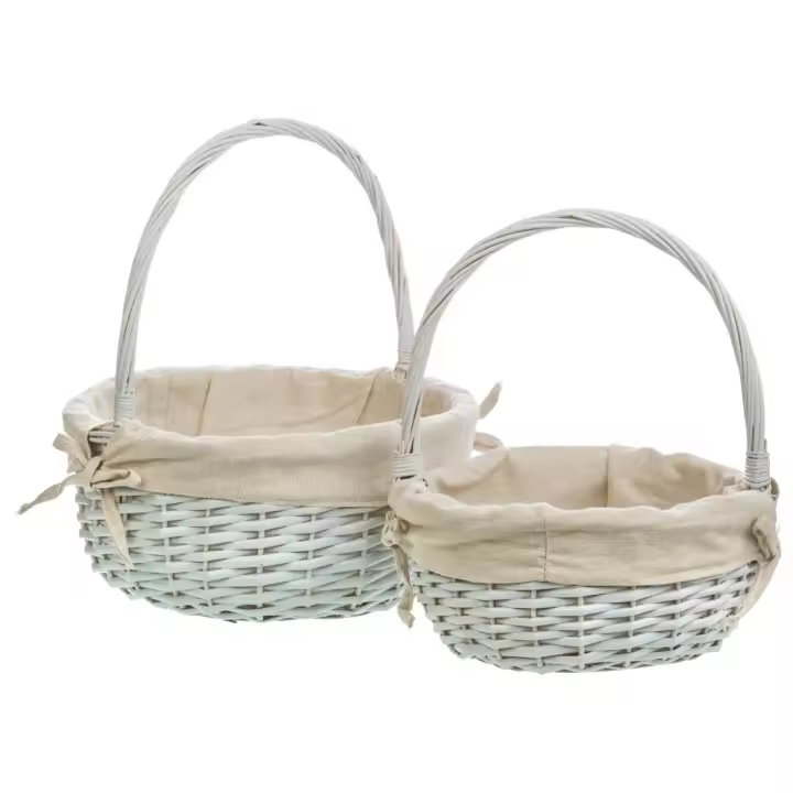 WANDERLUST DECO Cestas de Mimbre Lac Blanco Forradas Set2 Pzas - Almacenamiento Elegante - 1