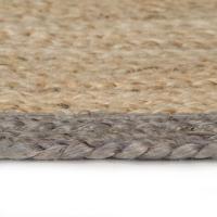 vidaXL Alfombra hecha a mano de yute con borde gris 150 cm Alfombras de área  Alfombra de Piso para Sala de Estar Dormitorio Habitación Salón - details 2