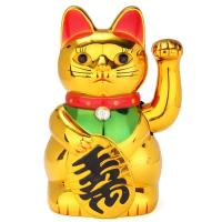 Figura Clásica De Gato Bendecido En Oro Con Brazo Moviéndose Para Atracción De Riqueza Decoración De Hogar Y Hotel Feng Shui - details 0
