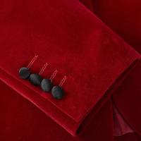 Chaqueta De Tuxedo Roja De Veludo Para Hombre Chaqueta De Noche Con Cuello En Pico Y Un Botón Para Bodas Y Fiestas Traje De Novio Estilo Formal - details 2