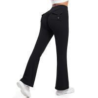 SSITO Mallas de gimnasio de pierna Ancha para Mujer, Mallas de Yoga de Alta elasticidad, sensación desnuda, ropa de trabajo de compresión para Fitness con bolsillos, pantalones de Yoga de pierna - details 11