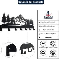 Porta Llaves De Metal Resistente Con Diseño De Montaña Árbol Y Foresta Para Decoración De Entrada Y Pasillo Organizador De Llaves Y Decoración Moderna - details 6