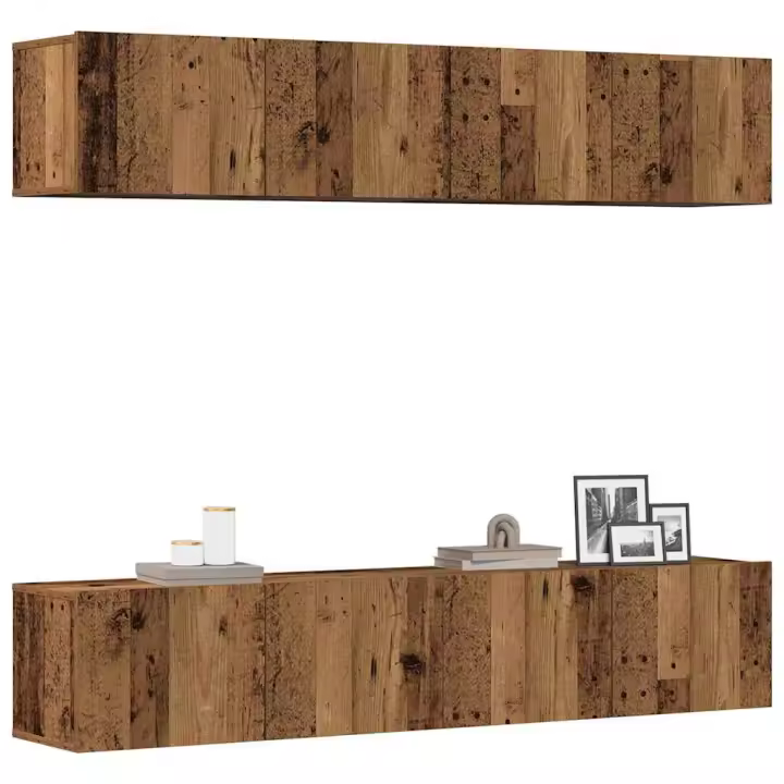 vidaXL Muebles de TV de pared 4 uds madera vieja madera de ingeniería - 1