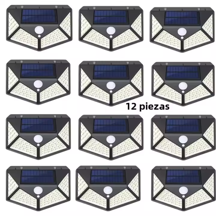 Pack De 12 Luces Solares Para Exterior 100LED Con Sensor De Movimiento Iluminación De 270° Para Jardín Patio Moderno - 1