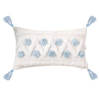 Funda De Cojín Rectangular Azul Con Patrón Geométrico Y Lazos Para Decoración Del Sofá Y La Habitación 100% Poliéster Lavable - details 21