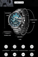 Reloj De Pulsera Para Hombre KAT-WACH Doble Pantalla En Acero Multicolor Con Luz LED Alarma Calendario Y Semana Display - details 1
