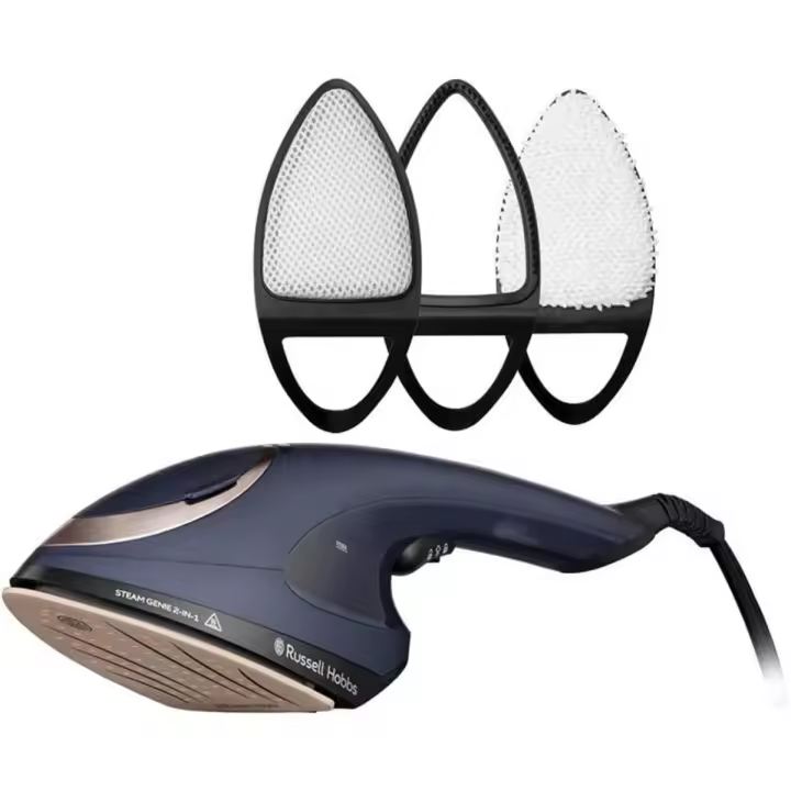 Russell Hobbs Plancha De Ropa Steam Genie 2in1 28370-56 | Diseño 2 En 1: Vapor Vertical Y Plancha Tradicional, 1800W, Suela Cerámica, 3 Accesorios Para Ropa Delicada, Tapicería Y Quitapelusas, Color Azul - 1