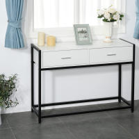 HOMCOM Mesa de Consola 120x34x81 cm Mesa de Entrada con 2 Cajones y Pies Ajustables Mueble de Recibidor de Estilo Moderno para Pasillo Salón Blanco y Negro - details 1