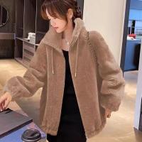 Abrigo De Coral Doble Para Mujer Invierno Cálido Suave De Plush Con Cuello Alto Y Cierre De Cremallera Outerwear Casual - details 1