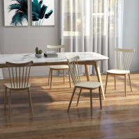 HOMCOM Juego de 4 Sillas de Comedor Estilo Nórdico Sillas de Cocina con Respaldo Alto Asiento de Polipropileno y Patas de Madera de Haya Carga 120 kg 48x52,5x83 cm - details 6