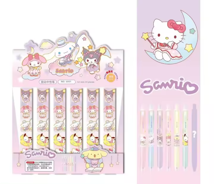 Estuche De Metal Para Bolígrafo Sanrio Cinnamoroll Hello Kitty 24pcs Caja Sorpresa Unisex Suministros Escolares Y De Oficina - 1