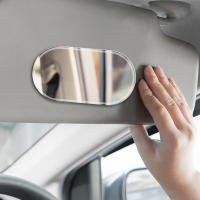 Espejo De Maquillaje Pequeño Para Coche En Acero Inoxidable Espejo De Visera Antichoque Ovalado 11x6.5cm Espejo Retrovisor Para Decoración Interior Del Coche - details 0