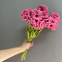 Ramo De Flores Artificiales Tejidas a Mano En Ganchillo Estilo Carnation Para Decoración De Hogar Cumpleaños Boda Día De La Madre Regalos - details 5