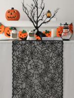Mantel Halloween De Lámina Negra Con Encaje Y Cobweb Decoración Gótica Para Mesa De Comedor Casa Fiesta Decoraciones De Cocina - details 4