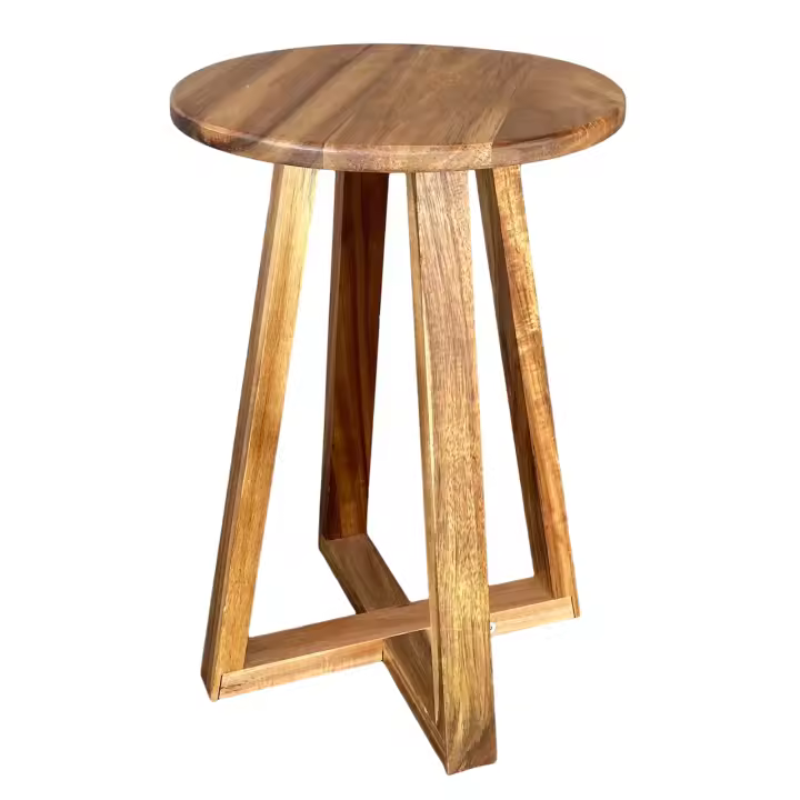 TENDANCE Taburete de baño con 4 patas Cruzadas y tapa de madera MDF - 1