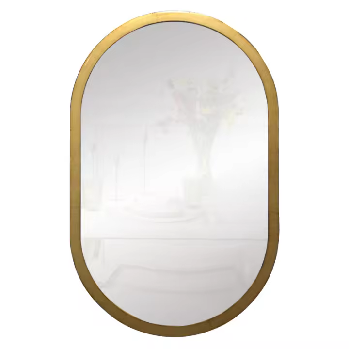 Espejo Ovalado de Pared Fabricado en España - Moldura 2.5 cm - Acabado Artesanal - Color Oro Envejecido - 1