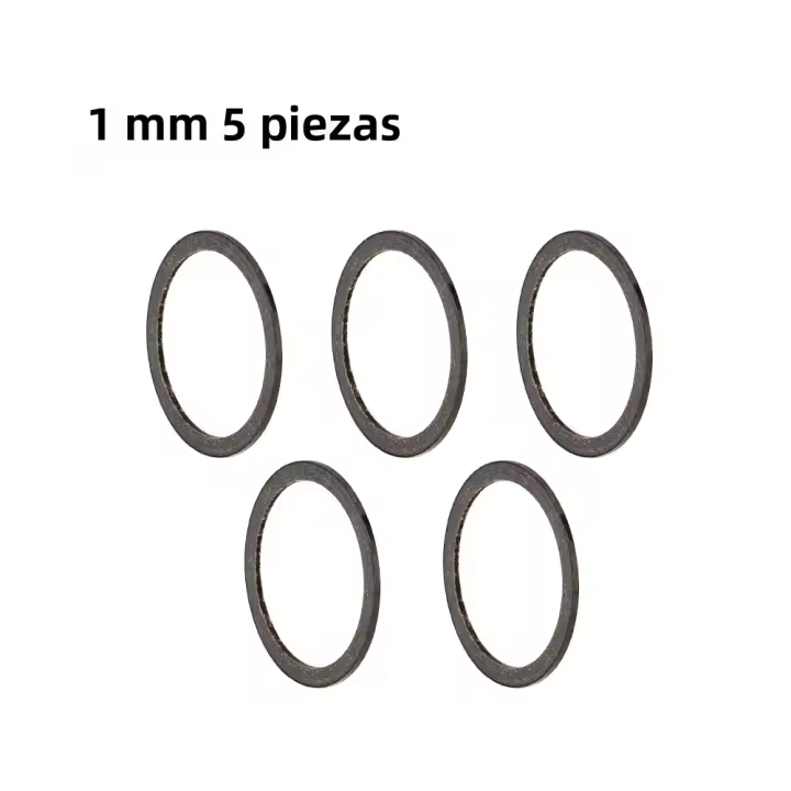 ZTTO 5pcs Separadores De Bicicleta UltraLigeros Fibra De Carbono 1mm/2mm/3mm/5mm/10mm/15mm Goma De Sellado Para Cabeza De Rueda Y Horquilla - 1