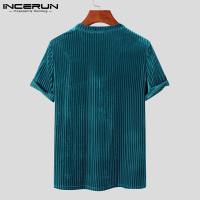 Camiseta Estilo Casual Para Hombres INCERUN Tees De Moda Con Cordón Cuello Redondo Estirable Tallas S-3XL Para Fiestas Y Mostrados - details 14