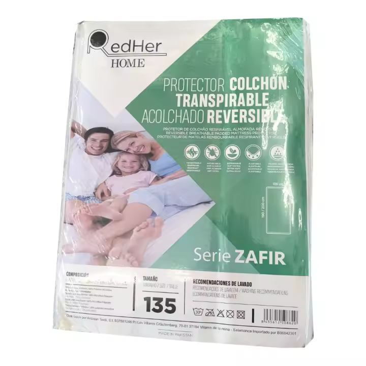 RedHer+Home Protector colchón Transpirable acolchado reversible tamaño ancho 80 / 90 / 105 / 120 / 135 / 150 / 160 / 180 / 200   largo 190-200cm  Acolchado - Transpirable - Reversible - Cubre Colchon - Funda Colchon - hasta 32 cms de Altura - 1