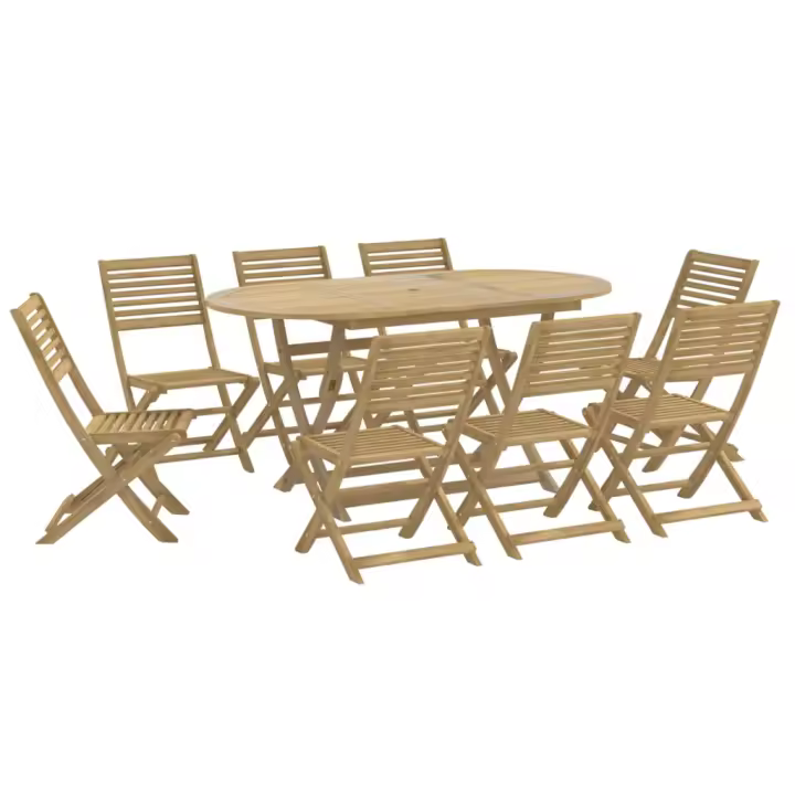 vidaXL Juego de comedor de jardín 9 piezas madera maciza de acacia - 1