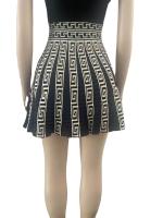 Vestido Mini De Oficina Para Mujer Estampado Y Elástico De Tenis Con Cuello Redondo Y Falda Plisada Casual Middle Age Polyester - details 49