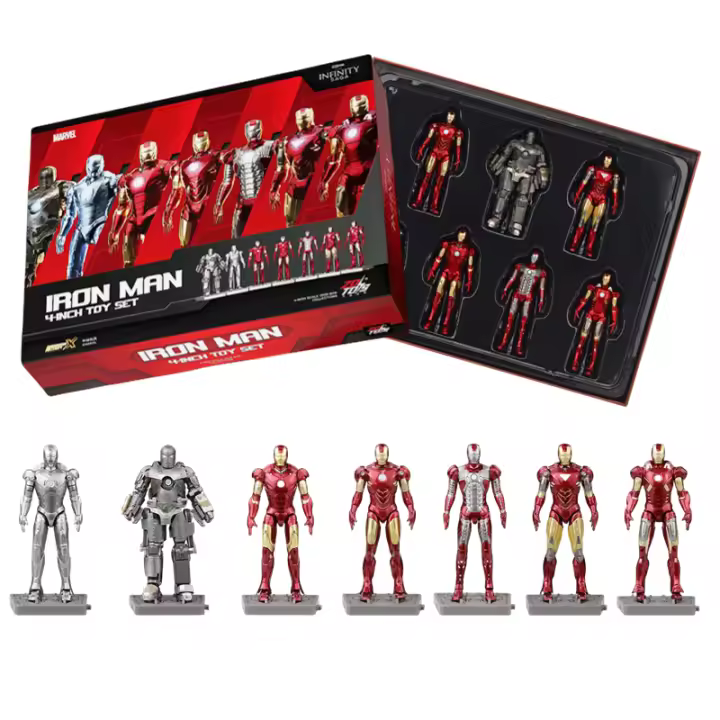 Figura De Acción Iron Man De 4 Pulgadas Con Base MK1 MK2 MK3 MK4 MK5 MK6 MK7 Modelo De Tony Stark Regalo Para Niños Y Coleccionistas - 1