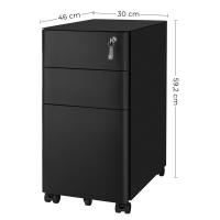 Archivador móvil con cerradura, cajonera de oficina con ruedas, para documentos A4 y carpetas de archivo, blanco o negro - details 14
