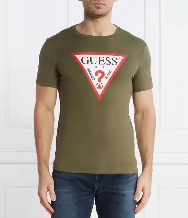 CAMISETA GUESS M/C BASICA LOGO GRANDE VERDE KHAKI - 1