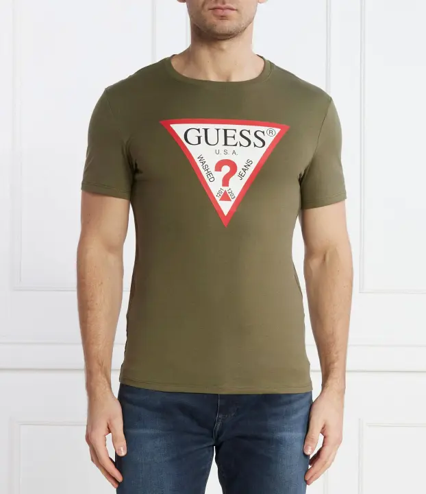 CAMISETA GUESS M/C BASICA LOGO GRANDE VERDE KHAKI - 1