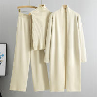 Conjunto De Traje De Pijama Para Mujer 3 Piezas Vintage Moda Primavera Otoño Cardigan Chaqueta Y Pantalones Tejidos Algodón Y Viscosa Estilo Oficina Alto Ajuste Talla Alta - details 11