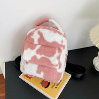 Mochila De Peluche Con Patrón De Vaca Para Mujer Multifuncional Con Correa Ajustable Y Diversas Bolsillos Casual Y Divertida Para Compras Y Uso Diario - details 2
