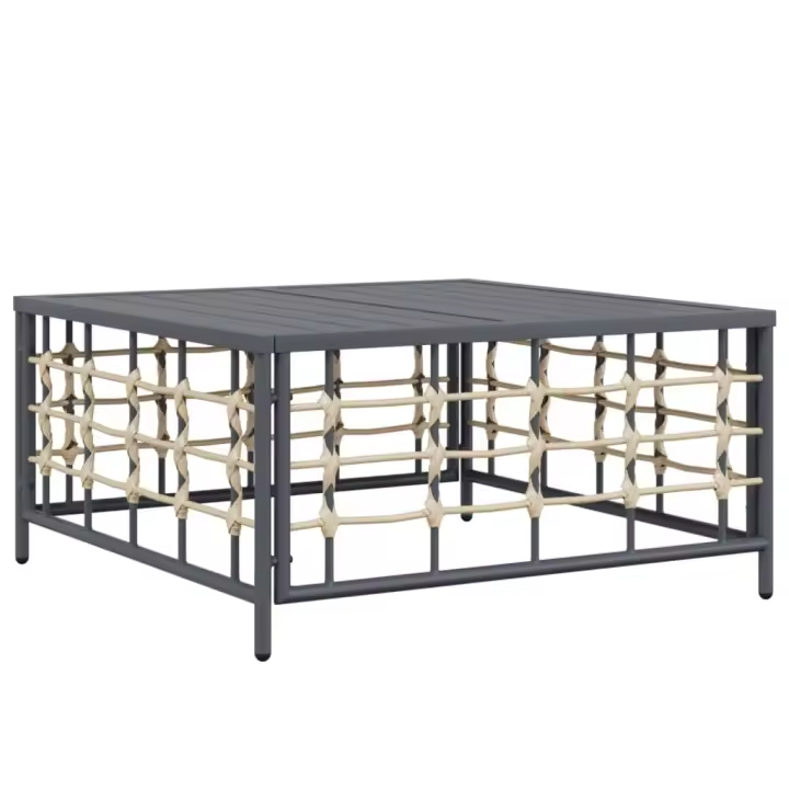vidaXL Mesa de jardín ratán sintético gris antracita 70x70x34 cm - 1