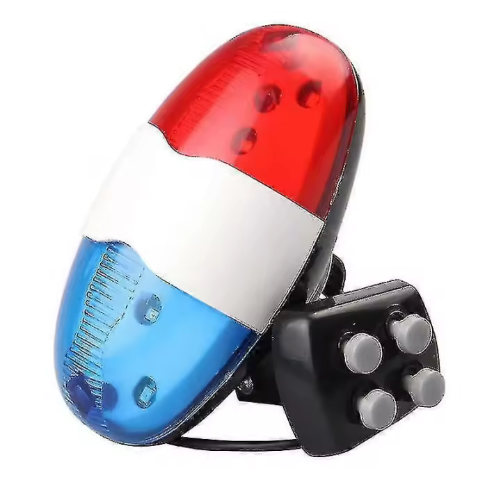 4 Sonido Policía sirena Trompeta Bicicleta 6 LED intermitente - 1