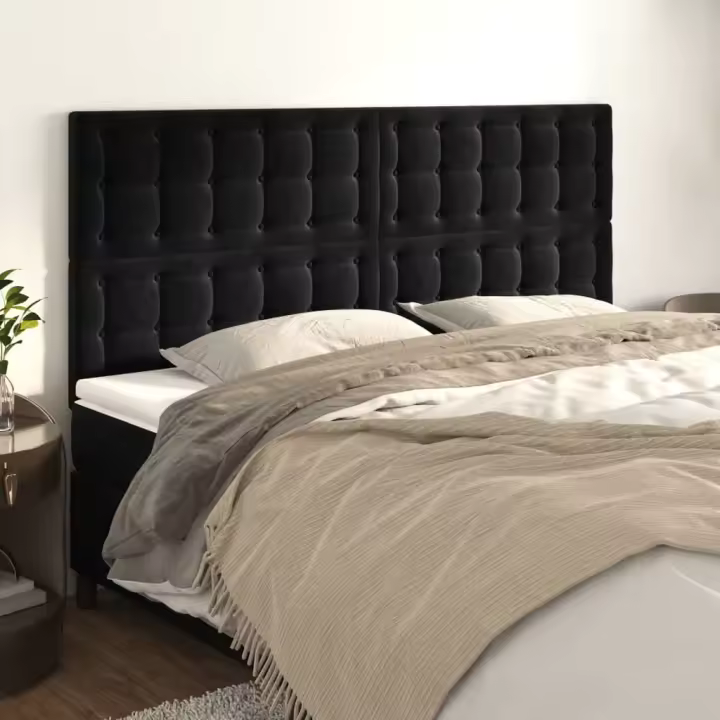 vidaXL Cabeceros 4 unidades de terciopelo negro 90x5x78/88 cm - 1