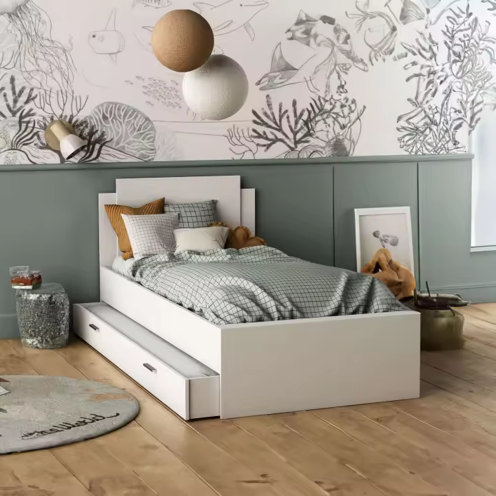 Miroytengo Cama Nido Juvenil Life Cajón Incluido Estilo Contemporáneo Color Blanco Mate 90X190-200 cm - 1
