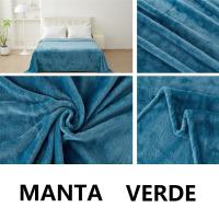 Manta sedalina extra suave,color verde liso,medidas160x220cm para cama de 90cm/105cm, medidas 220x240cm para cama de 135cm/150cm,100% Poliéster,cm,fespu - details 0