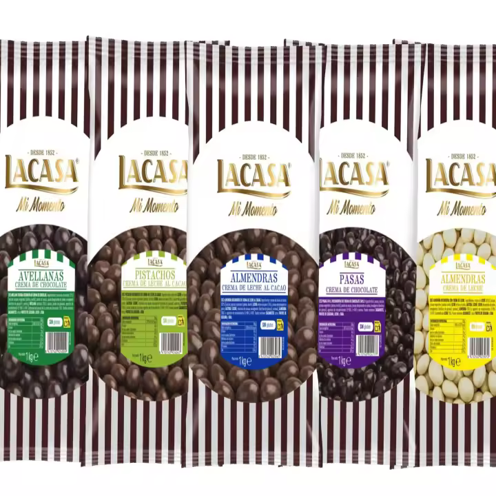 Lacasa pack 5kg deliciosas bolas de frutos secos con chocolate: Pasas de Corinto Negro,Almendra Leche,Almendra Blanco,Avellana Negro,Pistachos Leche - 1