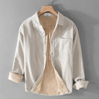 Camisa De Algodón De Corduroy Para Hombres Diseñadora Italiana Calidad Superior Moda Otoño Invierno Talla Grande Cuello Cuadrado Estilo Casual - details 8