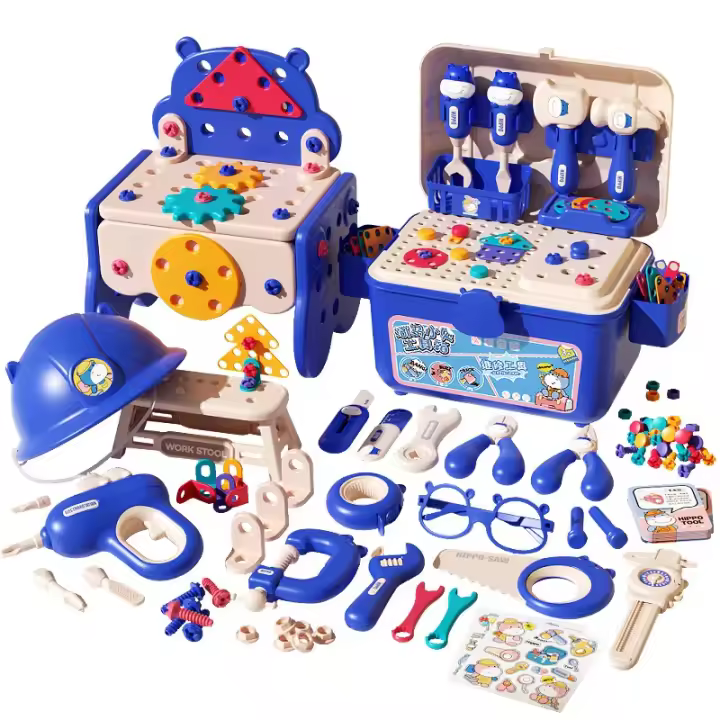 Juguete Educativo De Construcción Para Niños Set De Herramientas De Juego Pretendido Con Perforadora Y Rompecabezas Multifuncional Para Crear Y Aprender - 1