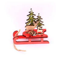 Modelo Pequeño De Adorno Navideño DIY De Madera Colores Sledo Decoración Con Ciervo Anciano Tirando De Un Carro Regalos Pequeños - details 11