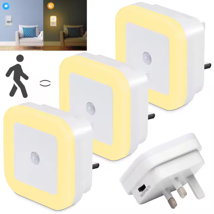 Lámpara Nocturna LED Inalámbrica Con Sensor De Movimiento EU UK Plug-in Auto Dusk to Dawn Sensor Eficiente Energéticamente Para Niños Hogar Forma Rectangular Fuente De Luz LED - 1