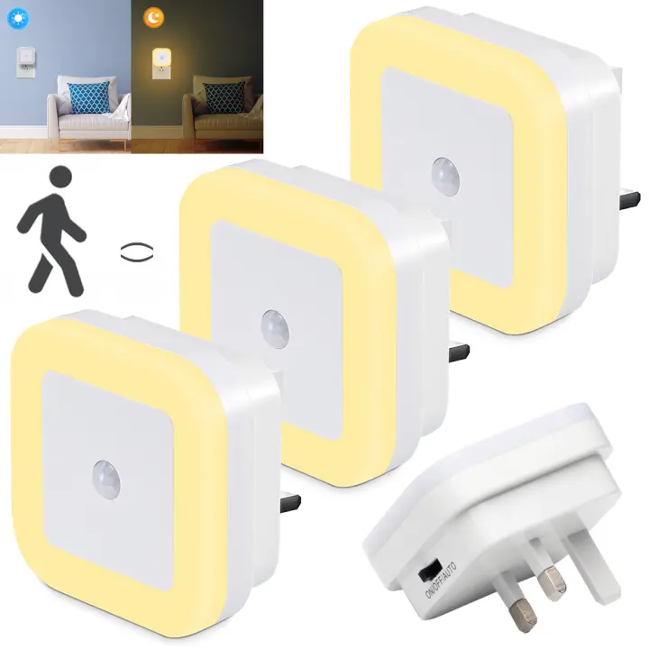 Lámpara Nocturna LED Inalámbrica Con Sensor De Movimiento EU UK Plug-in Auto Dusk to Dawn Sensor Eficiente Energéticamente Para Niños Hogar Forma Rectangular Fuente De Luz LED - 1