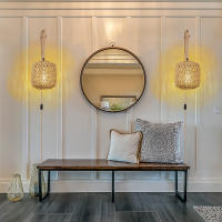 Lámpara De Pared De Rotura Led En Alambre Para Dormitorio Y Sala De Estar Luz Tejida Lámparas De Noche E27 Retro Decoración Interior Fijaciones - details 5