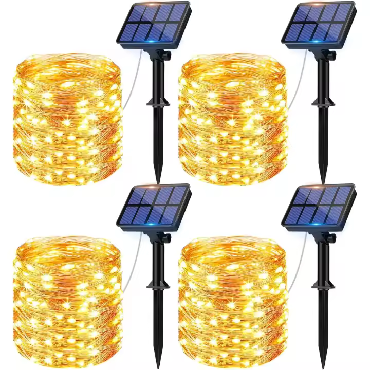 [2 Pack Guirnalda Luces LED Exterior Solar 12M 120 LED Luces Solares LED Exterior Jardin 8 Modos Cadena de Luces Decoracion para Arbol Fiesta Bodas Patio Festivales Halloween - 1