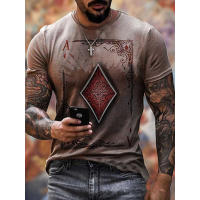 Camiseta Casual Para Hombre Con Estampado 3D De La Serie Poker Square Manga Corta Ligera Para El Verano Estilo O-Neck - details 0