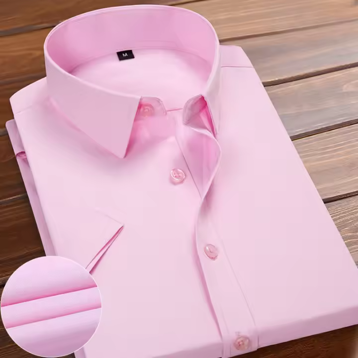 Camisa Clásica Para Hombre Verano Blanca Sin Patrón Cuello Redondo Slim Business Ropa Formal Trabajo Material Algodón-Poliéster - 1