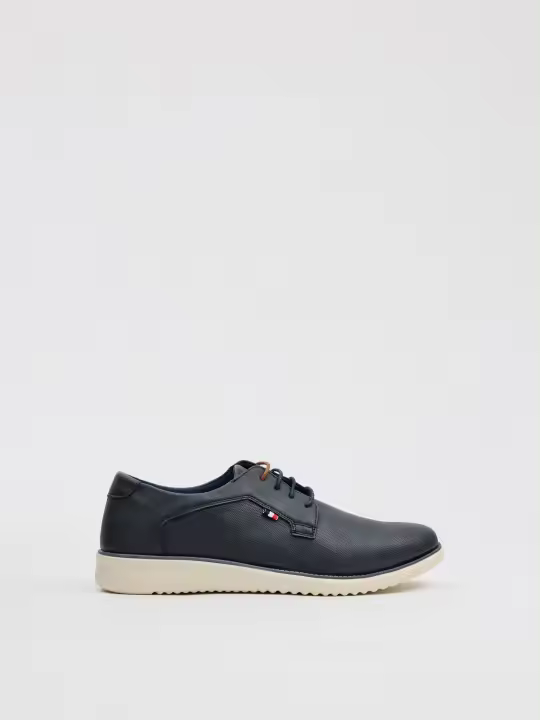 Zapato blucher azul marino, polipiel perforada, suela dentada, cómodo y transpirable INSIDE - 1