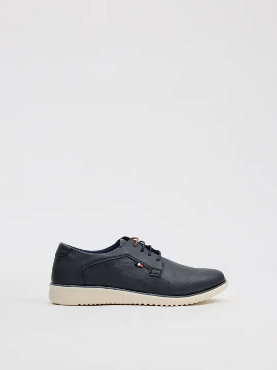 Zapato blucher azul marino, polipiel perforada, suela dentada, cómodo y transpirable INSIDE - 1