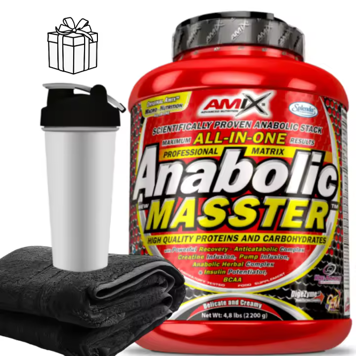 ANABOLIC MASSTER (2,2KG) CHOCOLATE - Amix + toalla + mezclador / potencia la masa muscular / ganador de peso / recuperador - 1