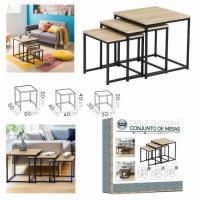 LILI HOME Mesas Nido - Diseño Moderno y Funcional Dimensiones: 50 x 50 x 50 cm / 40 x 40 x 40 cm / 30 x 30 x 30 cm. Perfectas como mesas de café, auxiliares, de noche o decorativas. Base metálica que garantiza durabilidad y firmeza. - details 3